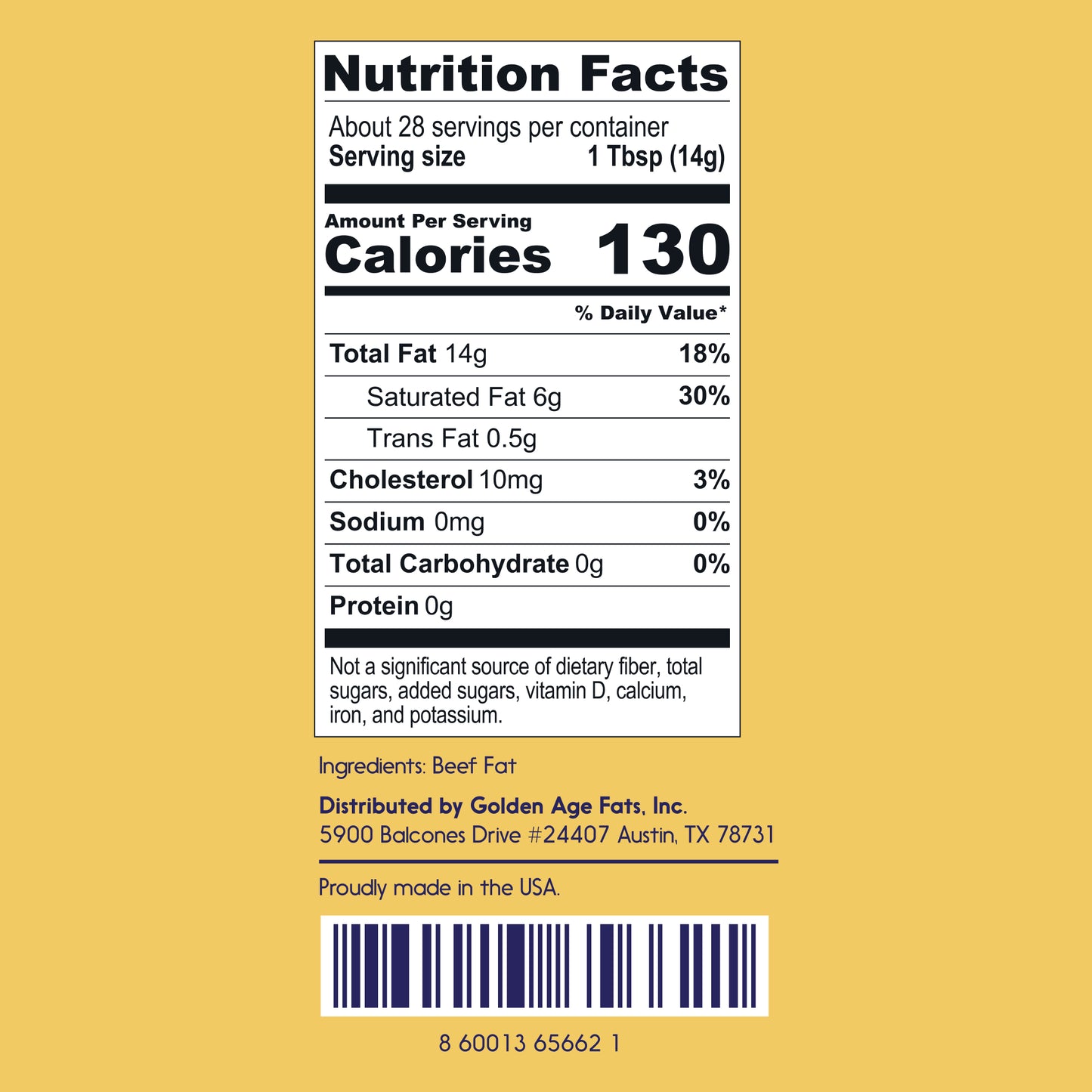 Pure & Simple Beef Tallow- 14oz (Case of 6)